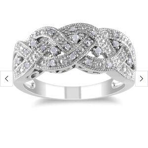 Braided Silver Ring with 1/8 carat diamonds